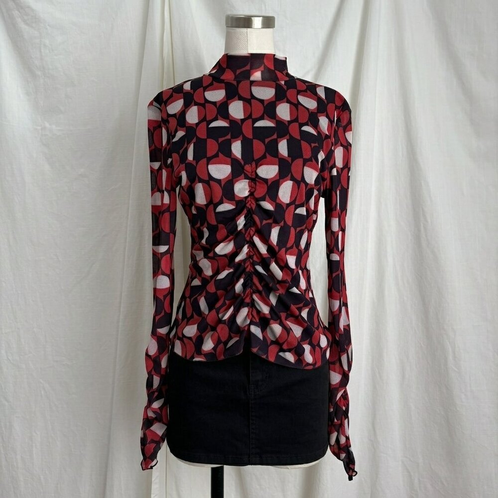 Y2K INC Mesh Mock Neck Top L